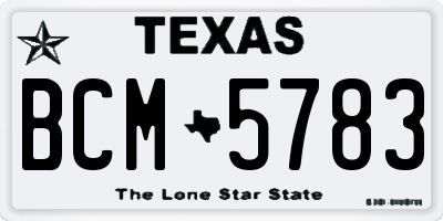 TX license plate BCM5783