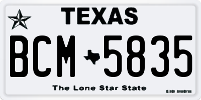 TX license plate BCM5835