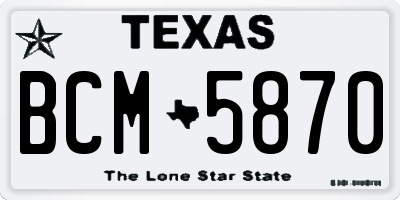 TX license plate BCM5870