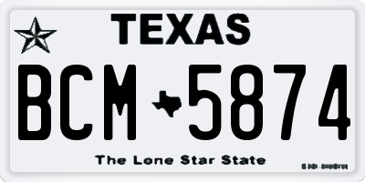 TX license plate BCM5874
