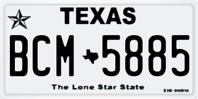 TX license plate BCM5885