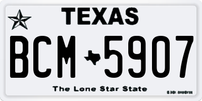 TX license plate BCM5907