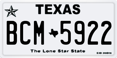 TX license plate BCM5922