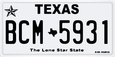 TX license plate BCM5931