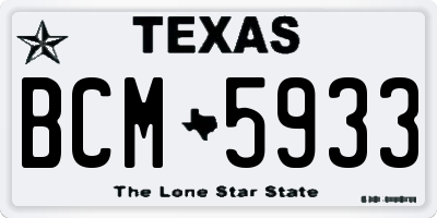 TX license plate BCM5933