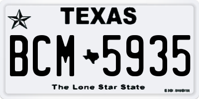 TX license plate BCM5935