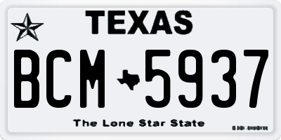 TX license plate BCM5937