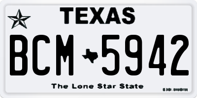 TX license plate BCM5942