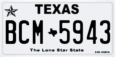 TX license plate BCM5943