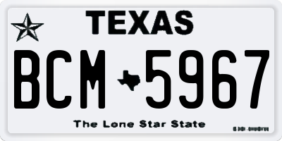 TX license plate BCM5967