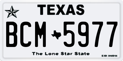 TX license plate BCM5977