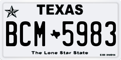 TX license plate BCM5983