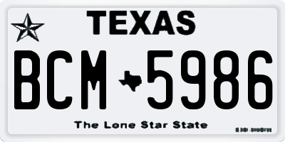 TX license plate BCM5986