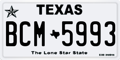 TX license plate BCM5993