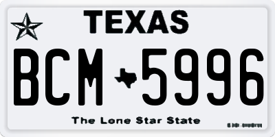 TX license plate BCM5996