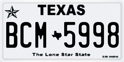 TX license plate BCM5998
