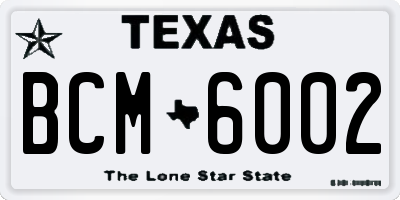 TX license plate BCM6002