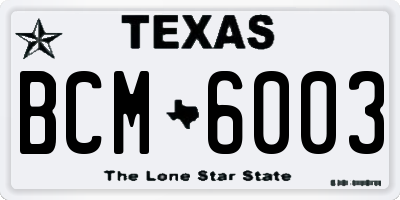 TX license plate BCM6003