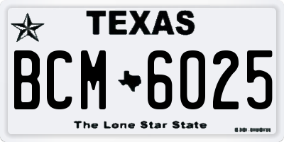 TX license plate BCM6025