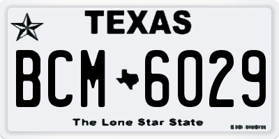 TX license plate BCM6029