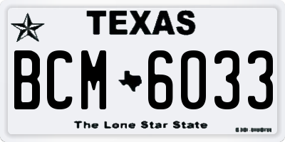 TX license plate BCM6033