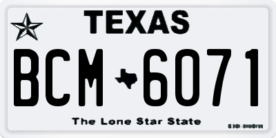 TX license plate BCM6071