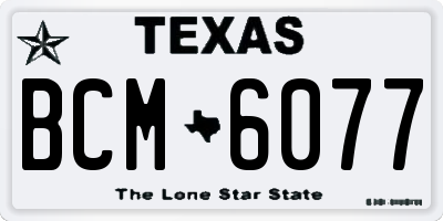 TX license plate BCM6077