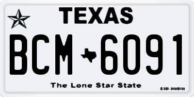 TX license plate BCM6091