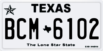 TX license plate BCM6102