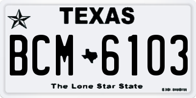 TX license plate BCM6103