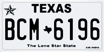 TX license plate BCM6196