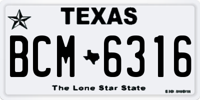 TX license plate BCM6316