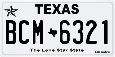 TX license plate BCM6321