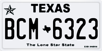 TX license plate BCM6323