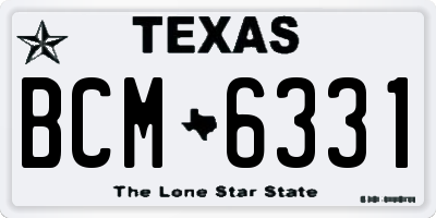 TX license plate BCM6331