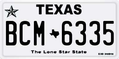 TX license plate BCM6335