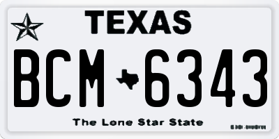 TX license plate BCM6343