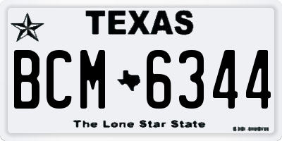 TX license plate BCM6344