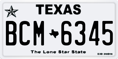 TX license plate BCM6345