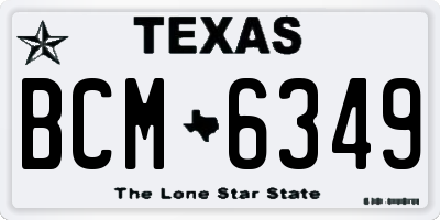 TX license plate BCM6349