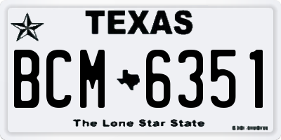 TX license plate BCM6351