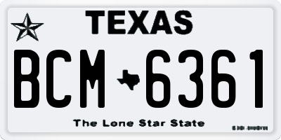 TX license plate BCM6361