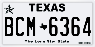 TX license plate BCM6364