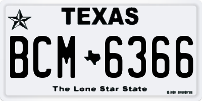 TX license plate BCM6366