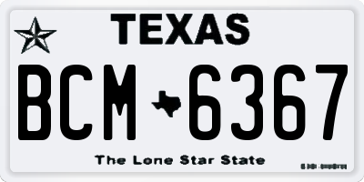 TX license plate BCM6367