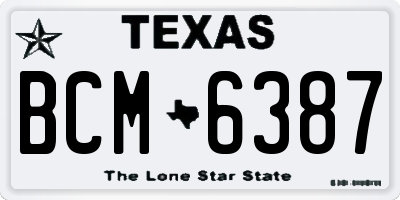 TX license plate BCM6387