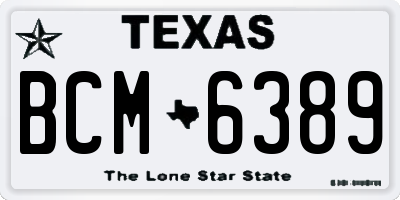 TX license plate BCM6389