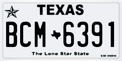 TX license plate BCM6391