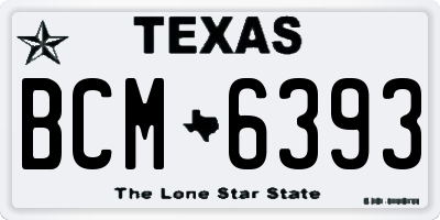 TX license plate BCM6393