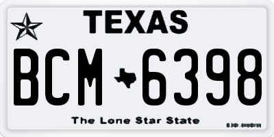 TX license plate BCM6398